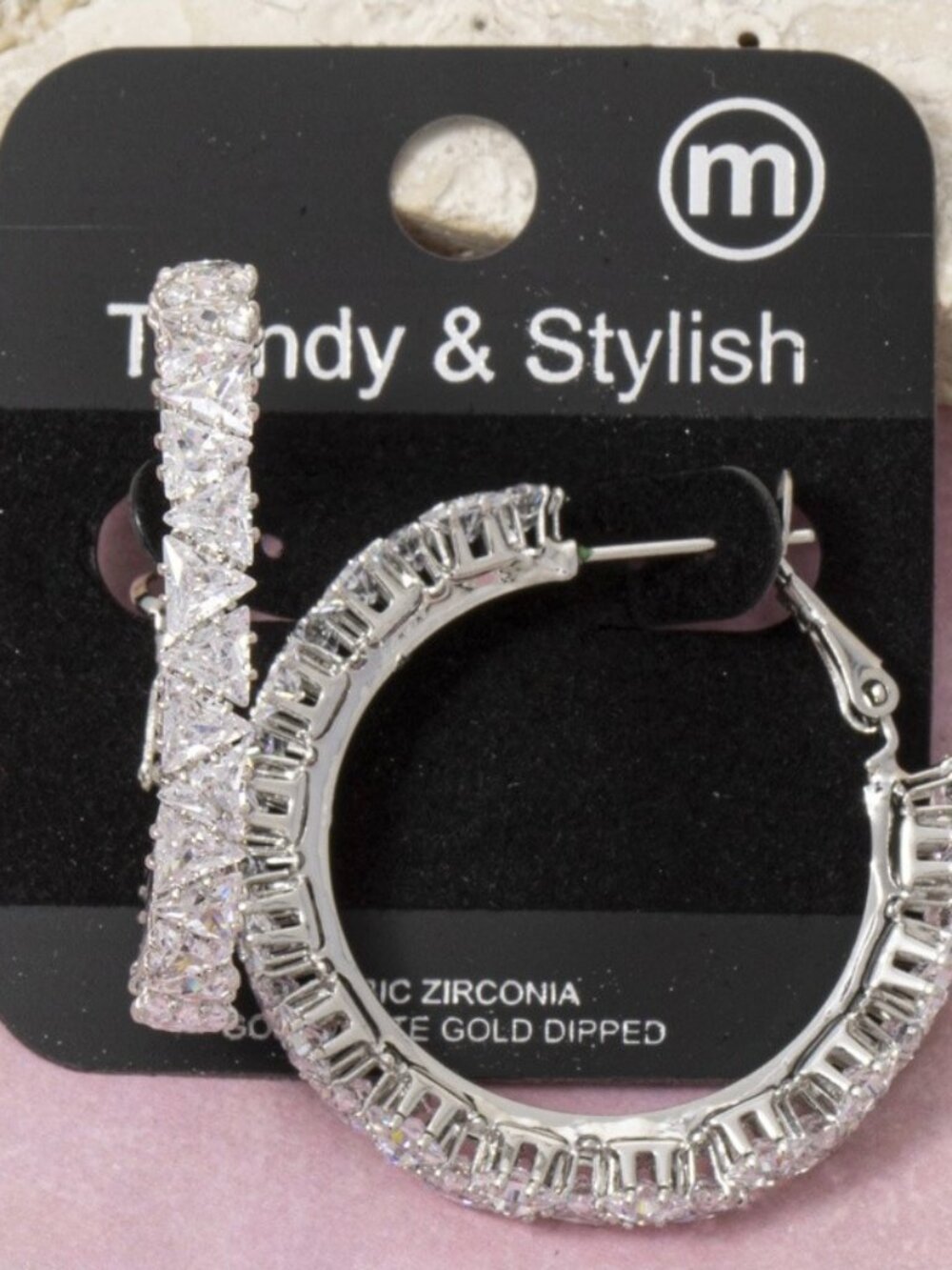 COMING SOON 14K WHITE GOLD RHINESTONE CLUSTER HOOP EARRINGS
